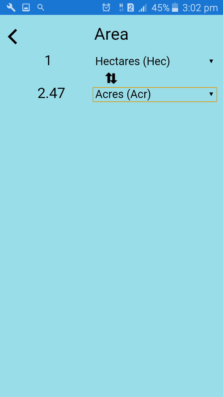 area converter for Android