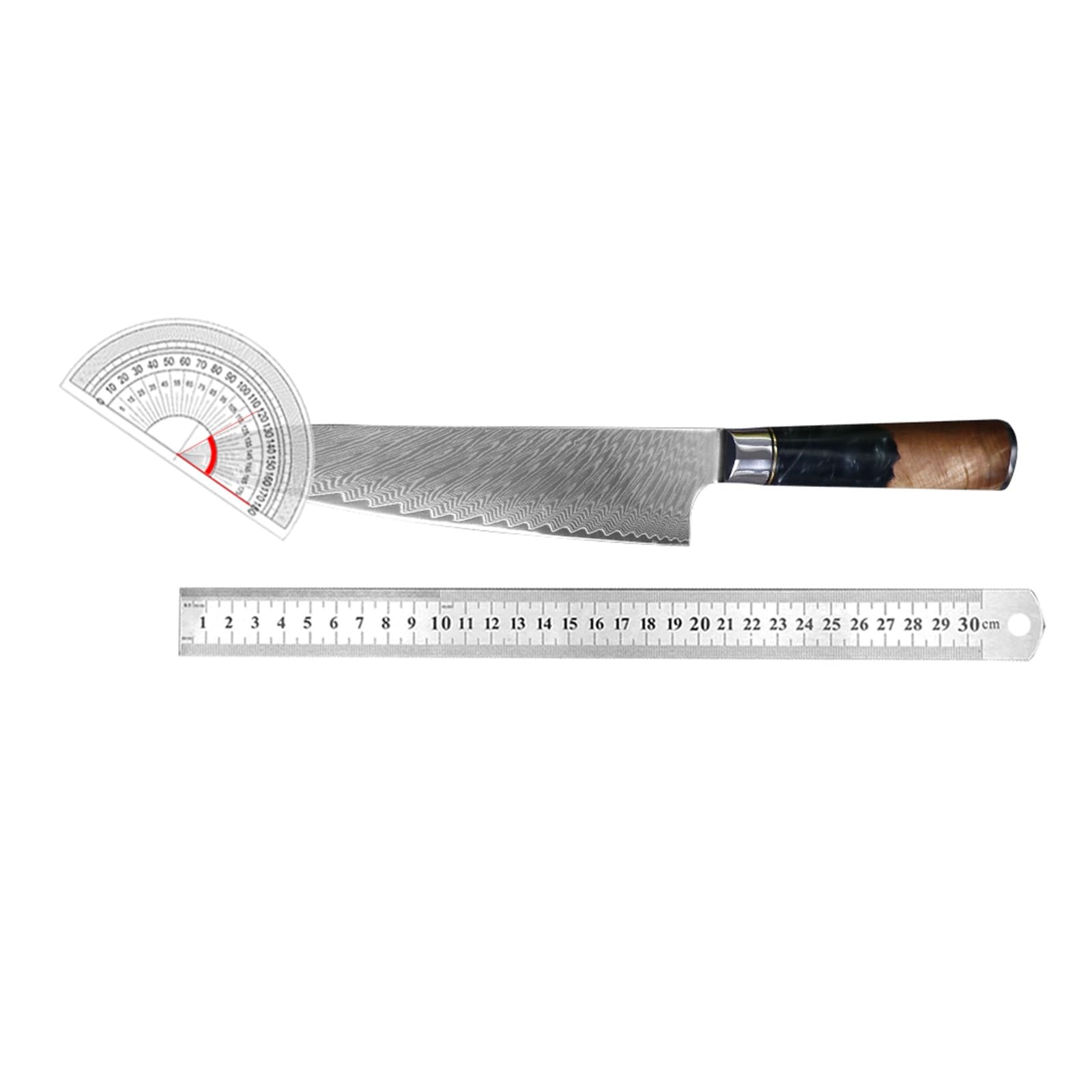 Set di coltelli da cucina professionale in acciaio damasco for chef, pelare il pane, Santoku, affilato