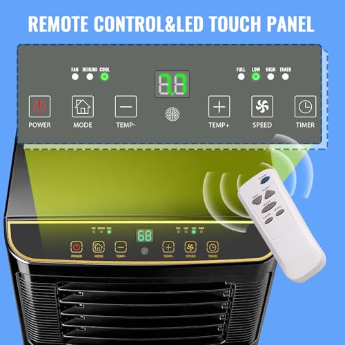 Image of 8000 BTU Portable Air Conditioner 3 In 1 Portable AC with Remote Control Dehumidifier, Fan Mode Suit for Room up to 250 Sq. ft Black