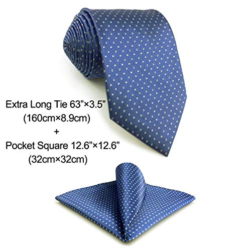 S&W SHLAX&WING Gravata Dots para Homens Conjunto de Gravata Azul com Lenço