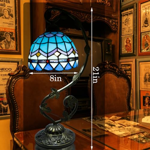 Ppbmocw Small Tiffany Lamp, 8 Inch Tiffany Style Lights Table Lamps for Living Room Bedside - Image 2