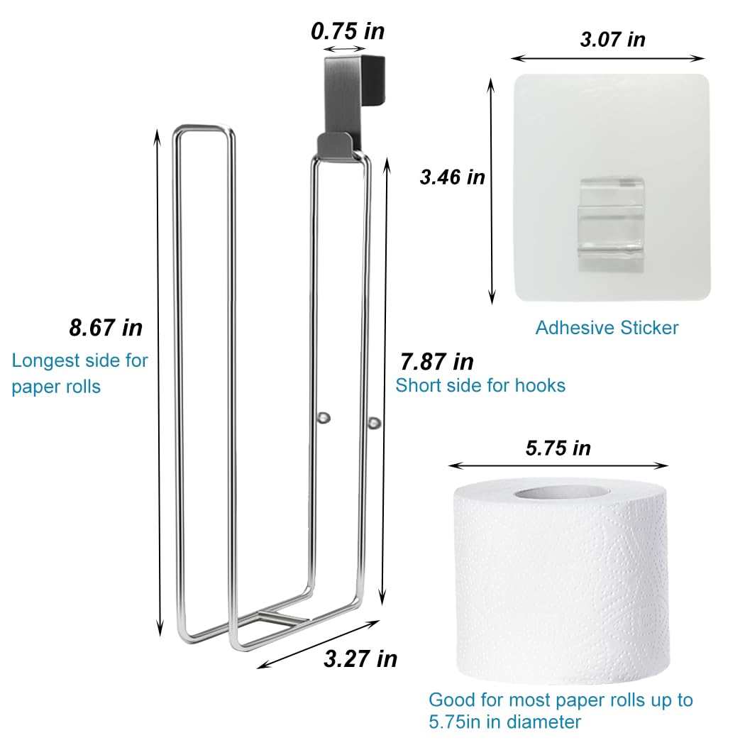 Portarrollos de papel higiénico con almacenamiento extra para 4 rollos de papel, soporte de pared para rollo de papel higiénico, níquel cepillado y cromo para baño, soporte de papel higiénico RV con