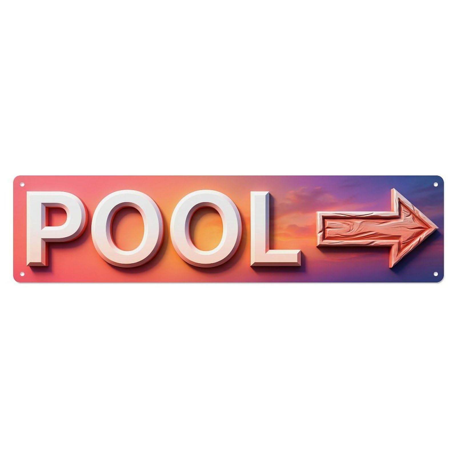Swimming Pool Tropical Sunset Metal Tin Sign
