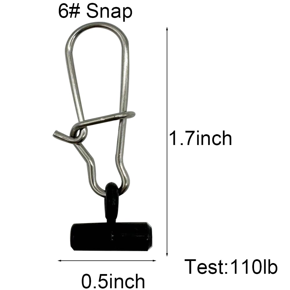 LkyRui 50PCS Fishing Sinker Slides with 6# Duo Lock Snap Black Fishing Line Slider Sinker Weight Connectors for Fishing Rigs Tackles Saltwater Surf