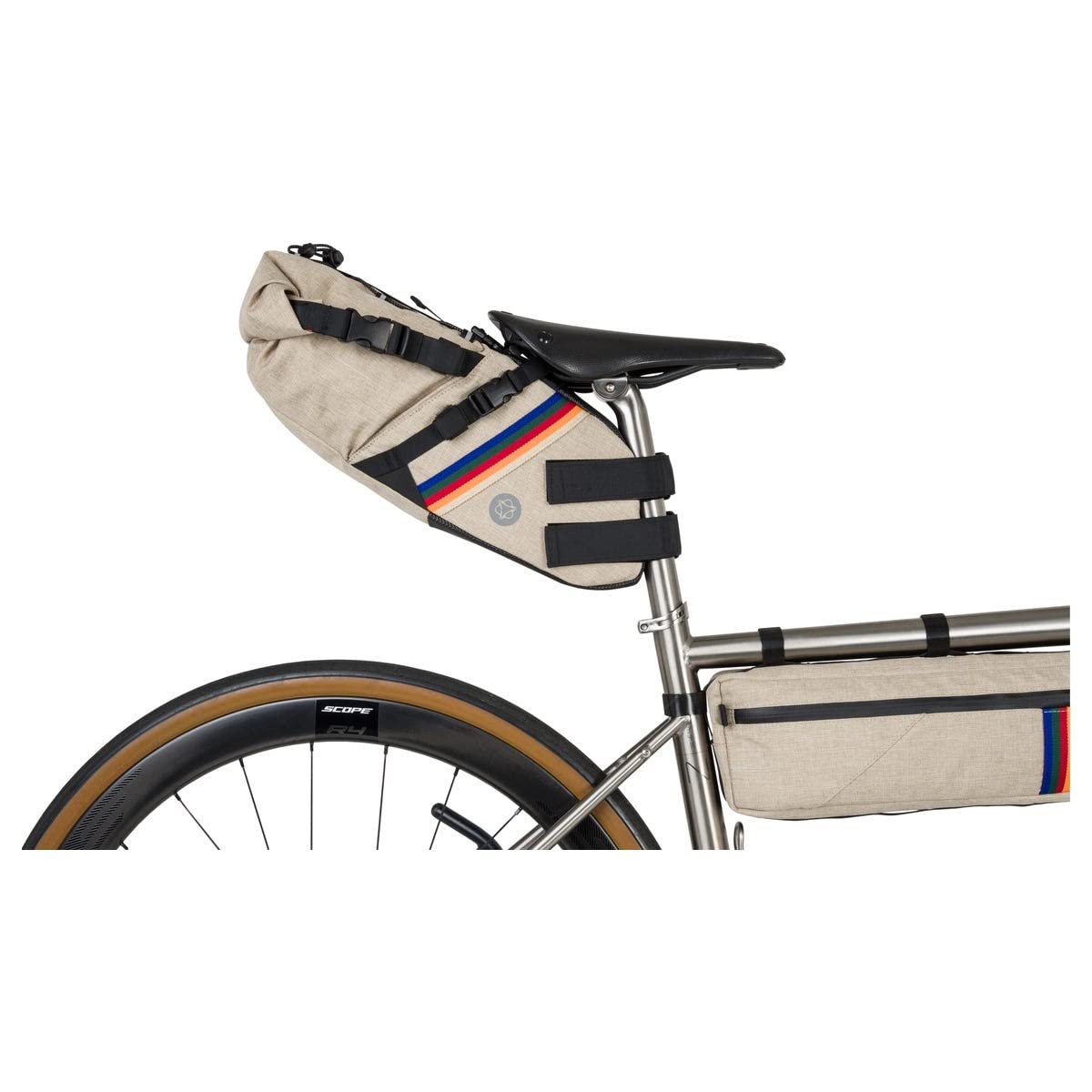 AGU Seat-Pack Sacoche de Selle Bikepacking, Sacoche de Selle 10 litres, Hydrofuge, Réfléchissante, Montage Simple, 100% Polyester Recyclé - Vintage