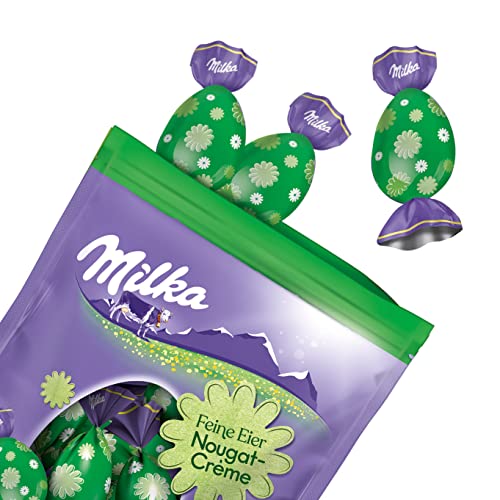 Milka Feine Eier Nougat-Crème 1 x 90g, Zartschmelzende Alpenmilch Schokolade mit Nougat-Crème – Bild 2