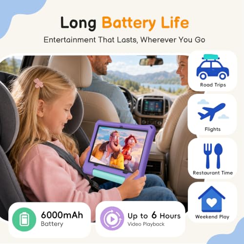 Image of Kids Tablet 10 inch, Android 16 Tablet for Kids with Case, Lavender