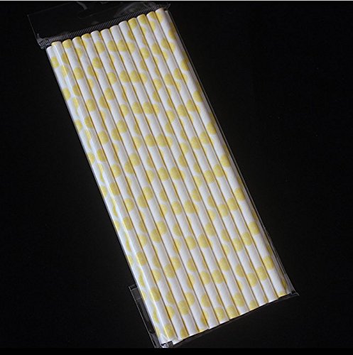 50-Pack Biodegradable Paper Drinking Straws For Party Supplies Bridal/Baby Shower Wedding Decorations, Bulk Paper Straws For Juices, Shakes, Smoothies, Lemon Theme #TOP5