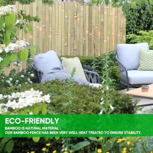 Jollybower 6ft x 13ft Natural bamboo Slat Fence, Outdoor Split Bamboo Fencing, Decorative Privacy Screen for Garden Backyard Balcony（Pack of 1） by Jollybower - Image 2