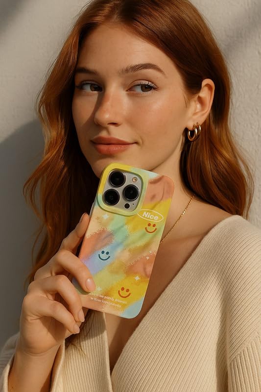 Image of COVERLY for iPhone 14 Plus 3D Trendy Colorful Smiley Rainbow Phone Case, Luxury 3D Textured Retro Cute Inspirational Quote Artistic Cool Design -Aesthetic Princess Cover for Apple iPhone 14 Plus