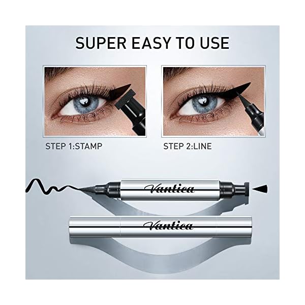 VANTICA Eyeliner stamp 2 Pack Black Liquid Eyeliner Winged Pencil Cat Wingliner Eye liners Pen for Women,Easy to use,Long Lasting,Smudge-proof, No Dipping