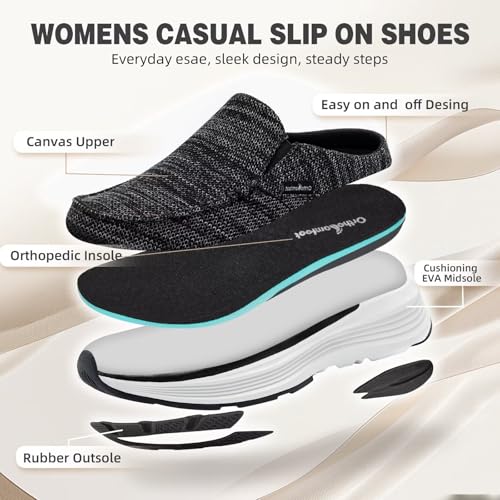 OrthoComfoot Women's Orthopedic Slip-On Loafers Walking Shoes: Comfortable Arch Suppor Slippers for Plantar Fasciitis, Casual Soft Orthotic Shoes for Foot and Heel Pain Relief2
