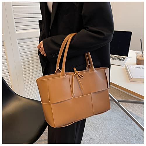 Women Leather Woven Shoulder Bag,Ladies Top Handle Satchel Tote Work Bag with Matching Clutch… - Image 4