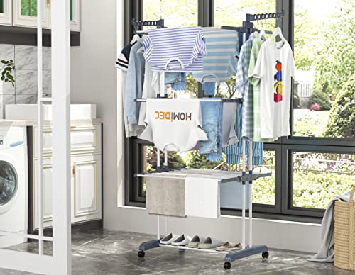 Image of HOMIDEC Metal Clothes Drying Stand Foldable| Cloth Stand for Drying Clothes Foldable | Cloth Hanging Stand | Cloth Drying | Heavy Duty Stand (Grey)