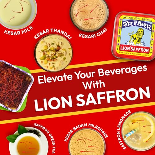 Image of Lion Brand Saffron, 10g Original Kashmir Lacha Saffron /Kesar /Keshar for Biryani, Beauty, Improved Health and Tilak (Certified Grade A) (Pack of 10(1gm X 10 = 10gm))