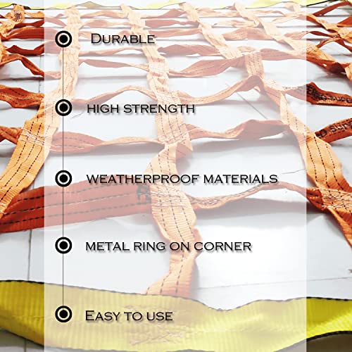 Ferreterro Truck Cargo Net For Pickup Truck Bed – Heavyduty Cargo Net For Trailer – Pickup Cargo Net For Suv, Trucks & Trailers Cargo -4 Metal Ring 2” Strap (5' X 6') #TOP3