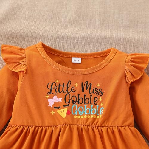 Image of Toddler Girl Clothes Ruffle Long Sleeve Heart Print Tops and Pants 2PC Little Girl Winter Outfits Size (4-7T)
