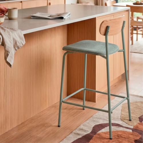 Tabourets de bar confortables aigue-marine Ridila dossier bois anti-mal de dos - 8