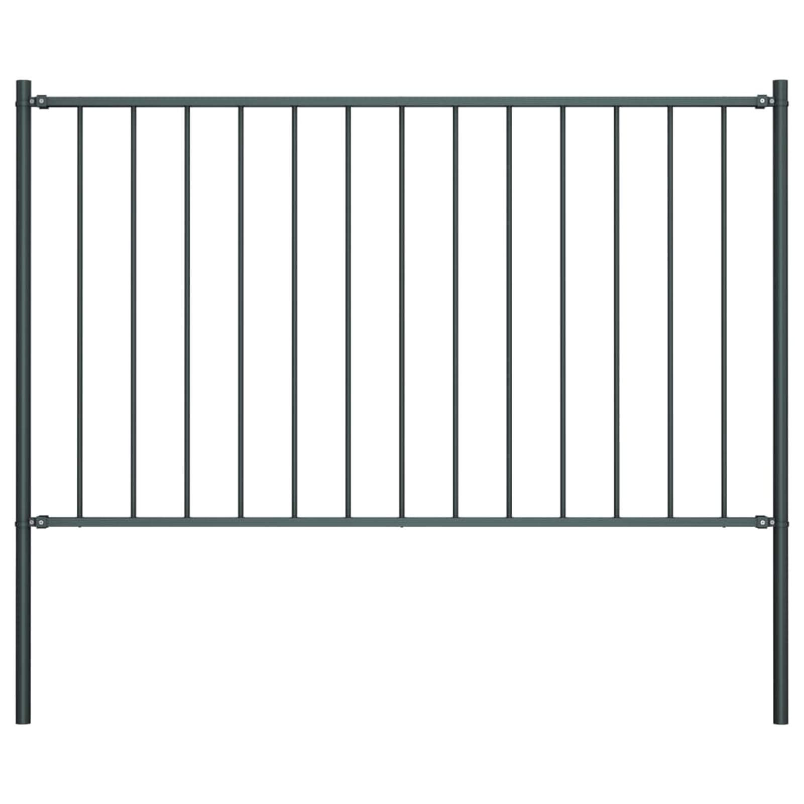 Homgoday Panel ogrodzeniowy ze słupkami, stal malowana proszkowo, 1,7 x 1 m, antracyt, ogrodzenie ogrodowe, ochrona przed wiatrem