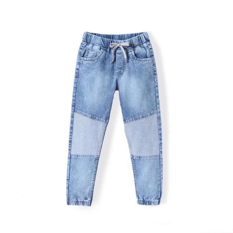 chopper club Boys (5-15 Yrs) Slim Fit Cotton, Polyester Jeans (patchdenimstone38_Blue, Stone_14 Years-15 Years)