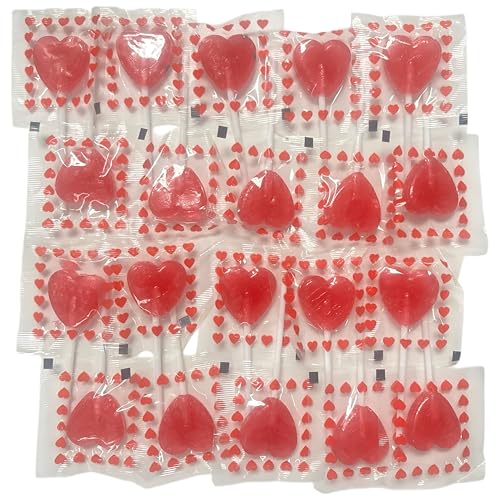 CAPTAIN PLAY Herz Deko Sparpack, 20 kleine Herzlutscher in Einzelverpackung, 140g Süßigkeiten Hochzeit und Geschenk Valentinstag