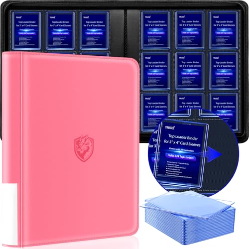 TRUGQ Toploader Binder Holds 324 Toploaders - 20 Toploaders|Waterproof PU Leather + Anti-Yellowing PP Inserts | Ridge Tab Sorting Portable top loader binder for cards(For Sports/Game Cards)