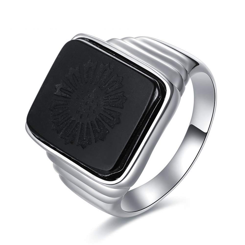 The Great Gatsby Ring Real 925 Sterling Silver Signet Rings for Men Black Onyx Wedding Band Mens Gift Size 5-11