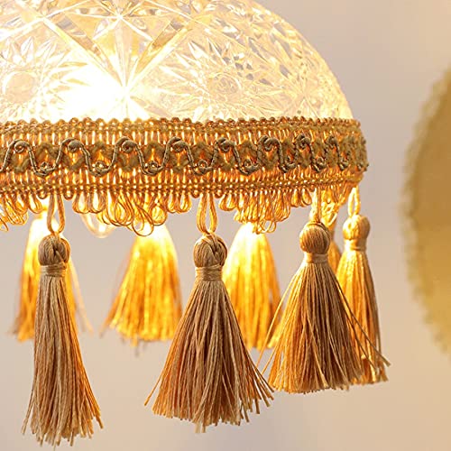 Moderne kwast kroonluchters, boho macrame lamp schaduw opknoping lamp hand weven touw plafondlampje, for slaapkamer… - Afbeelding 4