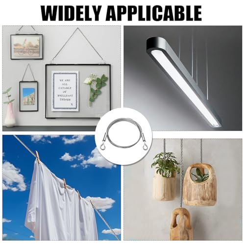 Image of 2 Pack Adjustable Picture Hanging Wire Kit, 1m x1.5mm Heavy Duty Mirror Frame Hanging Kit Stainless Steel Wire Rope, Supports Up to 66lbs for Hanging Pictures Artwork