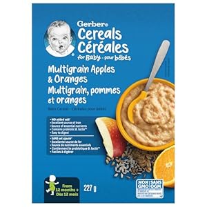 GERBER Cereal Apples & Oranges with 5 Grain Cereal, Toddler Food, Cereal, 12+ Months, 227 g, 6 Pack