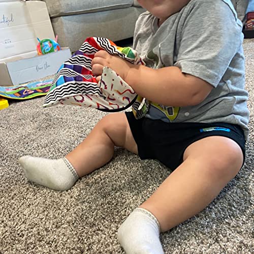 Image of Baby Paper with Shirt Clip, Baby Paper Crinkle Toys for Babies and Toddlers, Baby Crinkle Toys for Brain and Visual Stimulation, 7 inches x 7 inches with 7.8 in Clip Extension