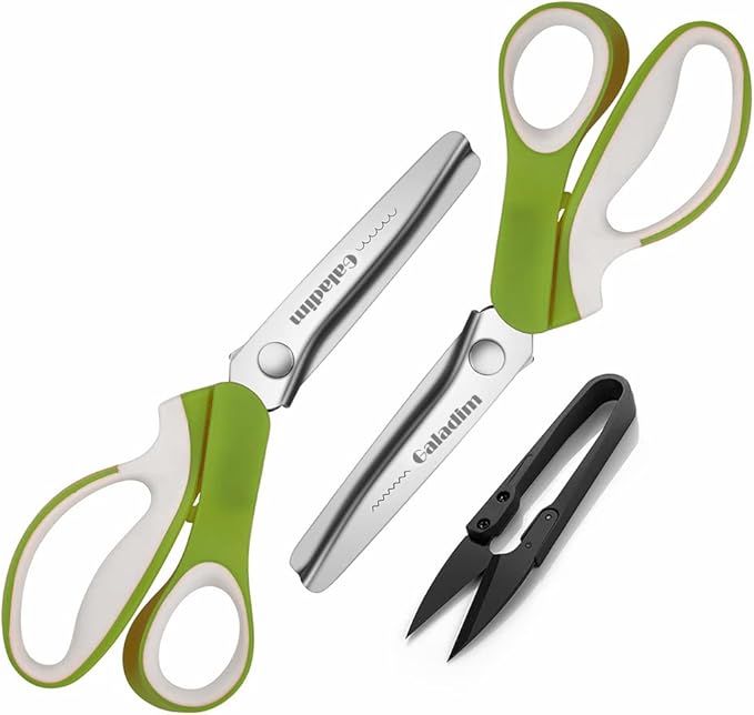 Galadim Pinking Shears Set (Pack of 2 PCS, Serrated & Scalloped Edges