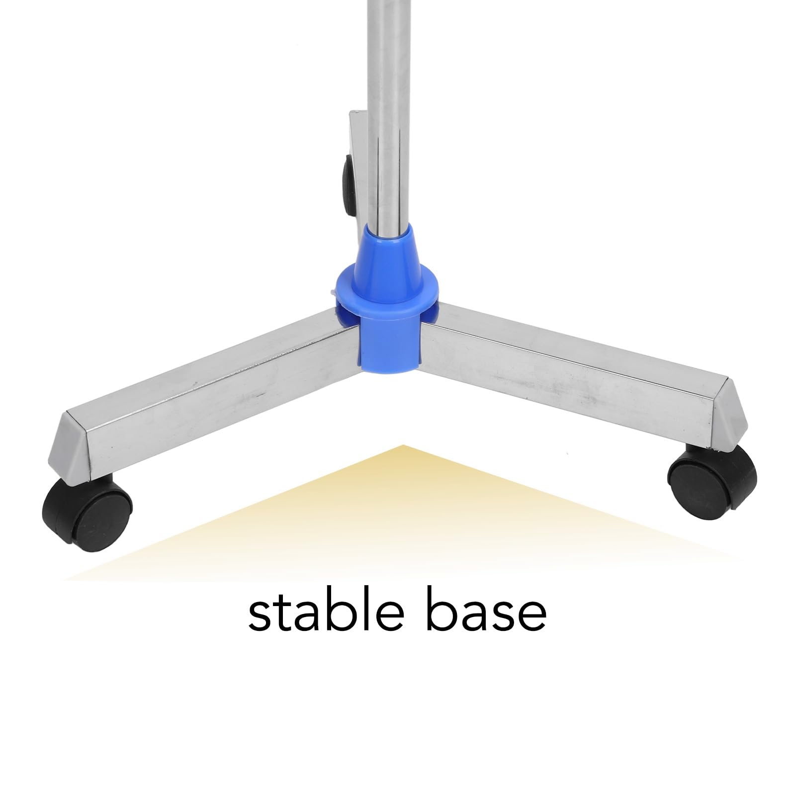 Asta Portaflebo, Asta Portaflebo Pavimento in Acciaio Inossidabile con Altezza Regolabile, Base Triangolare con Ruote, Asta Spessa, 2 Ganci, Supporto per Borsa Portaflebo per
