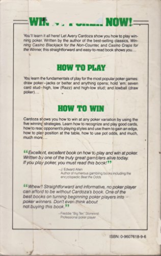 How to Play Winning Poker 0960761896 Book Cover