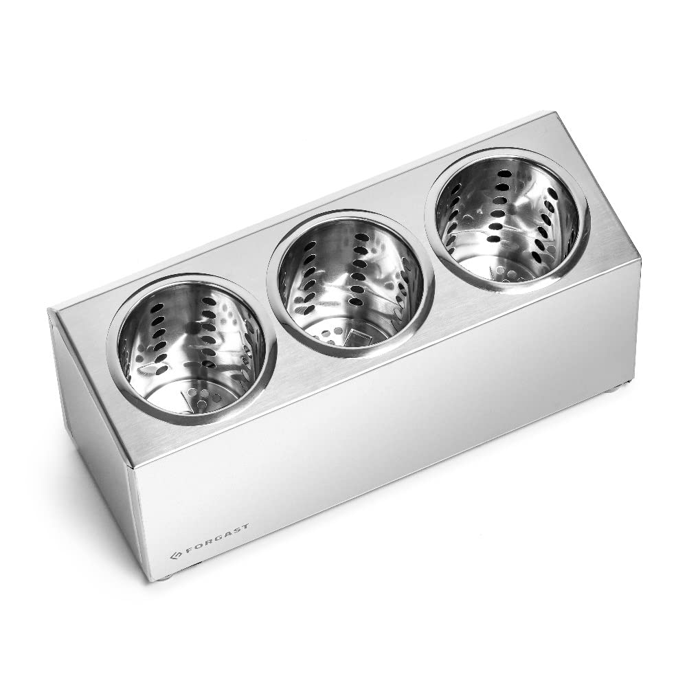 Porta utensilios de cocina | Tiene 3 agujeros | 3 tazas incluidas | Acero inoxidable | Porta cubiertos | Porta utensilios de cocina | Organizador de cestas para cubiertos