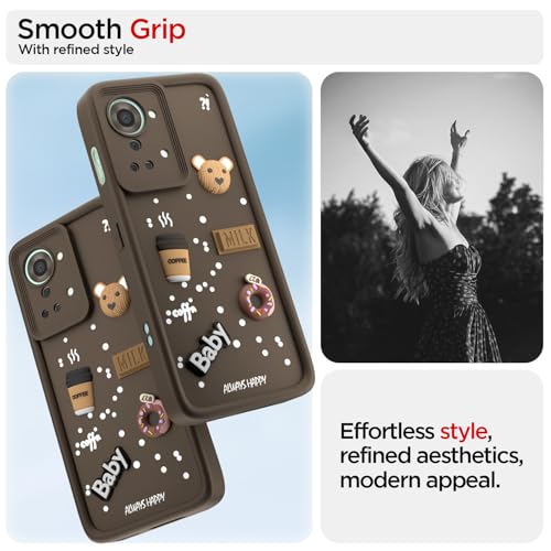 Image of Outlouders Back Cover for OnePlus Nord 2T 5G | 3D Cartoon Bear Cute Fun Silicone Full Body Protection Bumper Case (Brown)