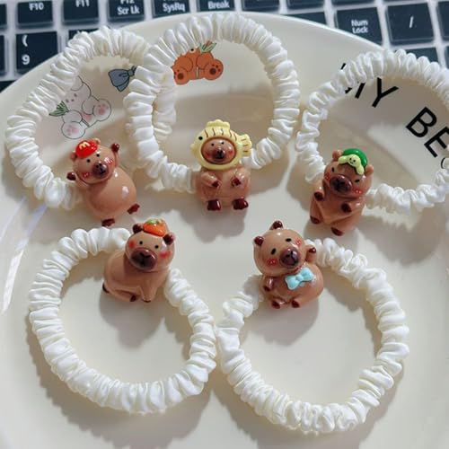 5 szt. pierścienia do włosów, Kapi Bara Scrunchies do włosów, śliczne i proste scrunchies do włosów, biała gumka do włosów
