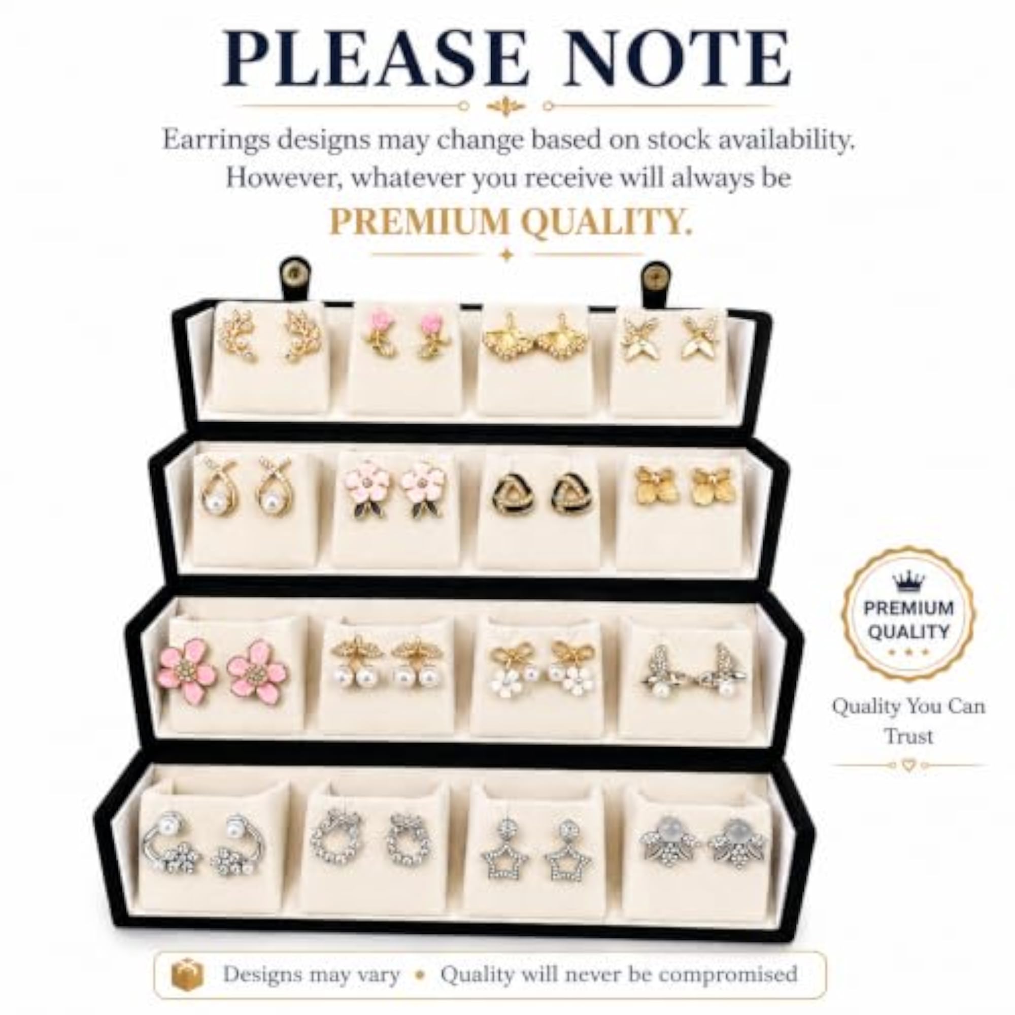 16 Pairs Anti Tarnish Earring Set with Stylish Organizer Box