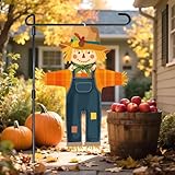 NOVWANG Fall Scarecrow Garden Flag, 26.8 x 19.7 Inch Double Sided Outdoor Yard Banner Seasonal Fall Decor for Garden Porch Lawn Patio