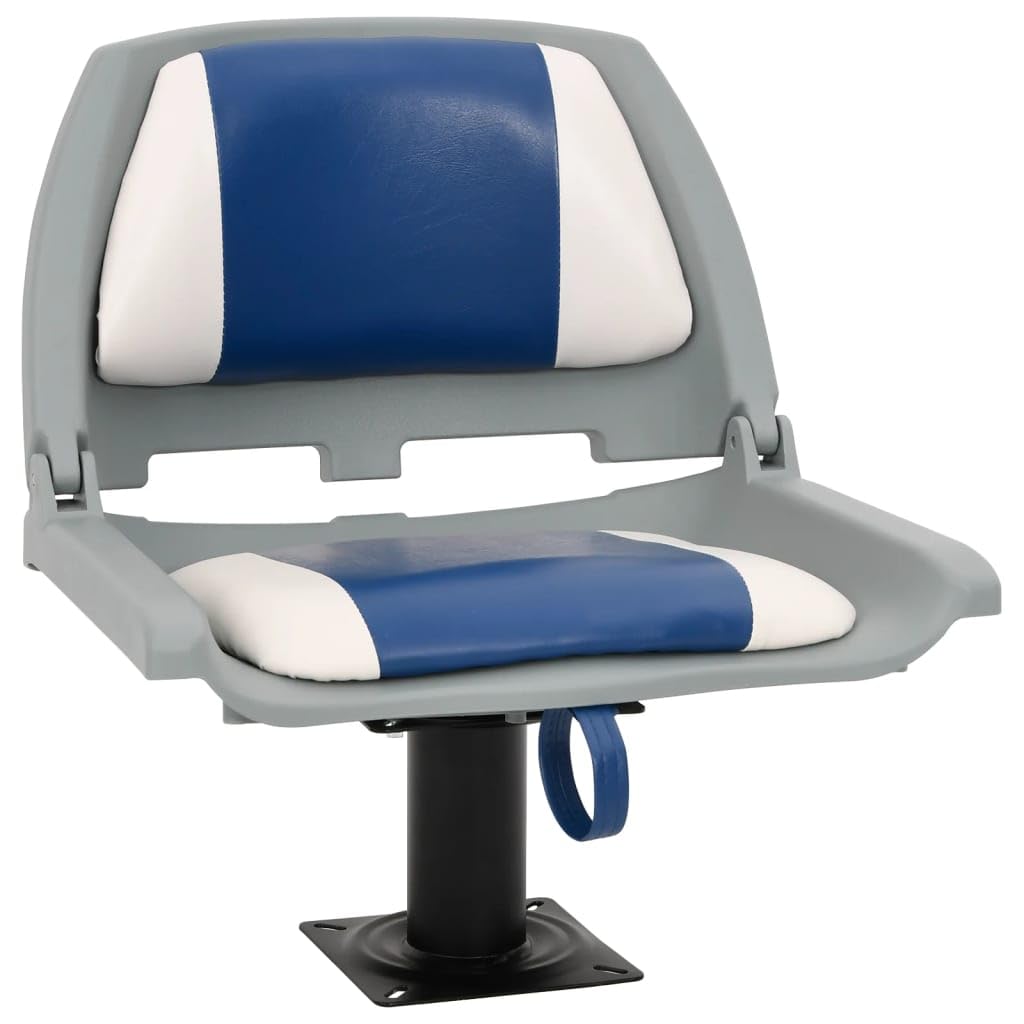 Set di 2 sedili per barca, pieghevoli, blu e bianco, 48 x 51 x 41 cm, con console in acciaio verniciato a polvere, portata 100 kg, per barche a vela, yacht, catamarano, accessori Jolle