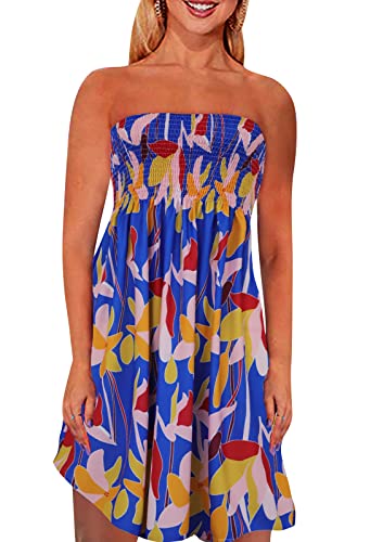 Image of Zyyfly Womens Summer Beach Dresses Strapless Cover Ups Dress Tube Top Sundresses