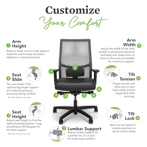 Image of Bundle of HON Ignition 2.0 ReActiv Ergonomic Office Chair with Lumbar Support, Synchro-Tilt Recline, Breathable Flex-Back Support for Office Chair, Black + Carpet Chair Mat (36 inch x 48 inch)