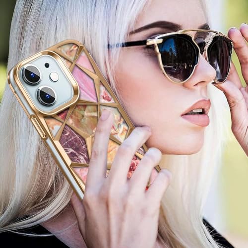 Image of COVERLY for iPhone 15 3D Diamond Glitter Sparkle Case,Full Protective Luxury Cube Cute Shinny Bling Soft Silicone Designer Fashion Smart Aesthetic Cover for Apple iPhone 15 (Golden)