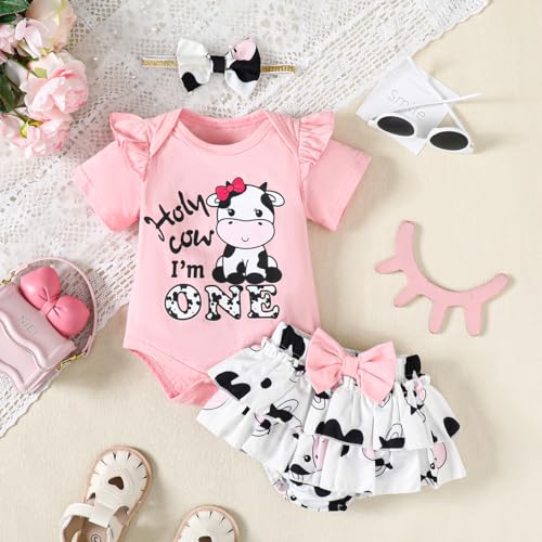 Baby Girl 1st Birthday Outfit - Cow Bodysuit2