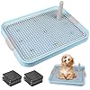   Dog-Potty-Tray-Toilet-20x14-Doggy-Bathroom-Dog-Litter-Box-Indoor-Pee-Pad-Holder-with-8pcs-Training-Pads-Puppy-Pee-Mesh-Potty-Tray-with-Secure-Latch-Dog-Potty-Pan-for-Small-Medium-Puppie-Blue
