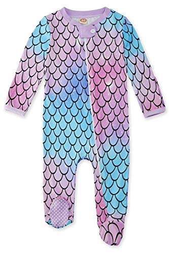 Baby Boys Girls Pajama One-Piece Footie Sleeper Mermaid Purple Footed Romper Non-Slip Jumpsuit Zip Front Outfit for Casual Sleepwear Playwear 6-9 Months