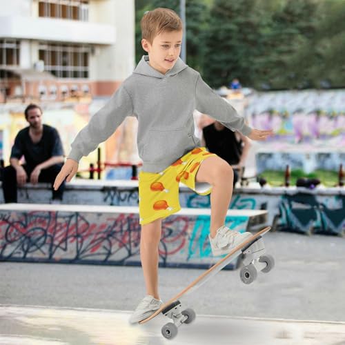J JOYSAY Cartoon Chicken Leg Yellow Boys Athletic Shorts Kids Youth Casual Shotrs with Elastic Waistband Pockets4