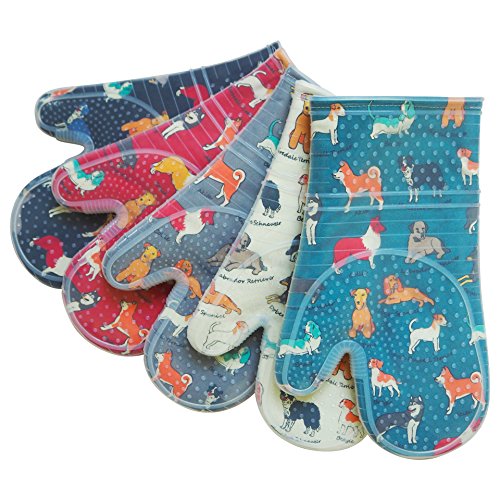 Oven Mitts with Transparent Clear Silicone Shell and Nice Dog Printing - image 8