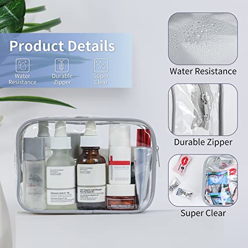 Tisratok 12 Pcs Clear Toiletry Bag For Women Men, Transparent Cosmetic Bag For Travel Makeup Organizer Tsa Approved Pouch - Grey,Small #TOP2