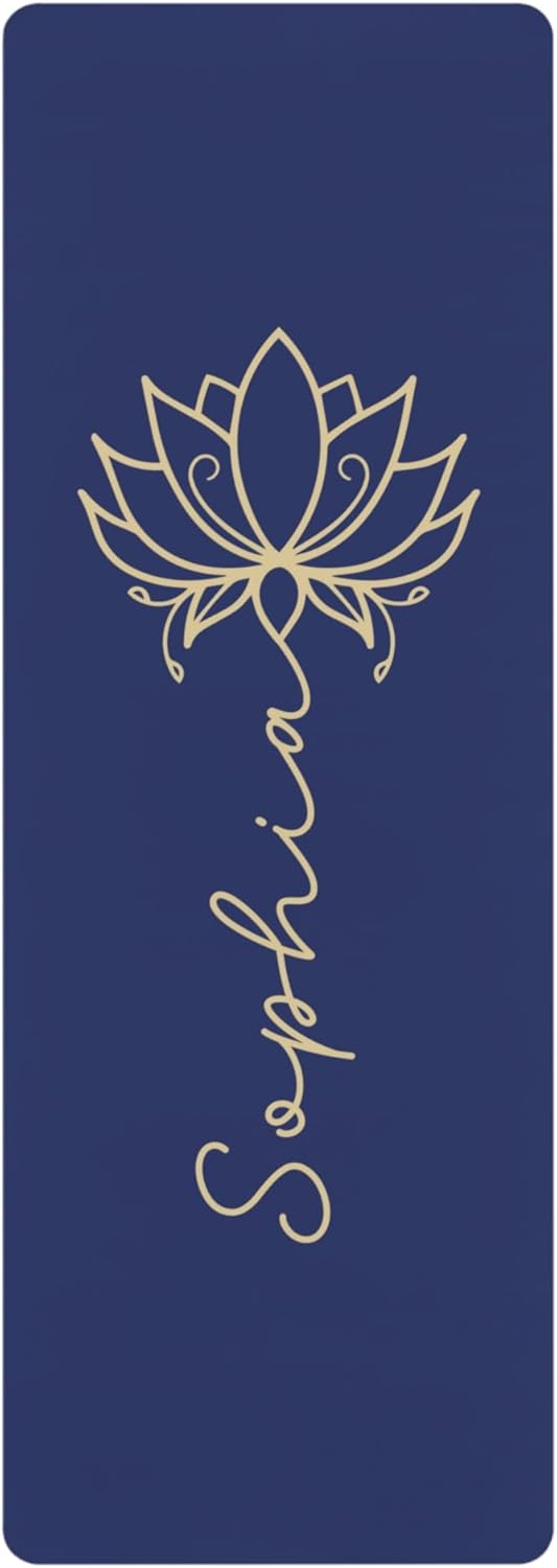 Personalized Lotus Custom Microfiber Suede Top Non Slip Meditation 3mm Thick Yoga Mat with Strap, Eco Friendly Exercise Mat for Women, Home Workout